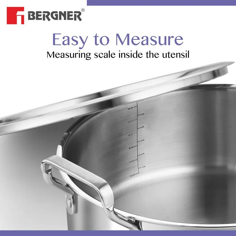 Bergner Stainless Steel Biryani Pot With Lid - 5800 ML media 6