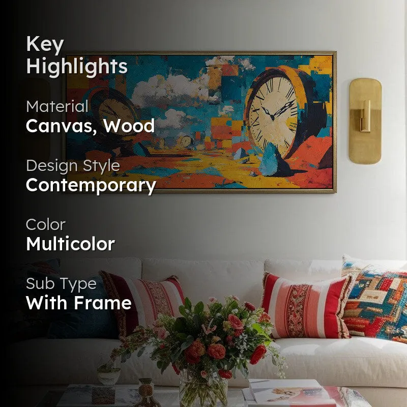 Clockscape Dreams Canvas Wall Painting With Frame media 2
