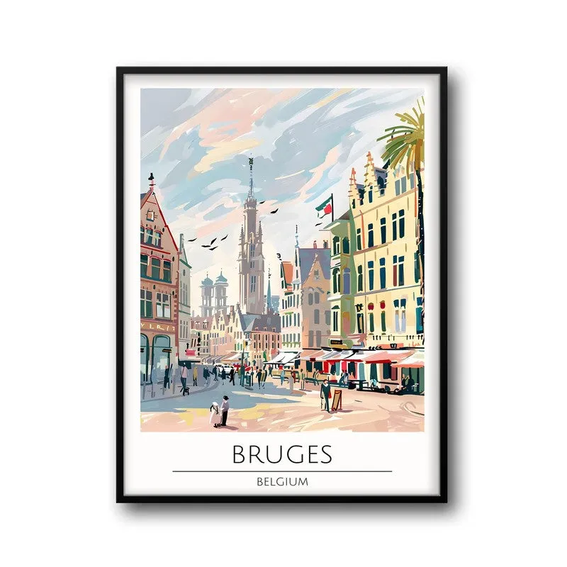 Vintage Bruges Framed Canvas Wall Painting media 5
