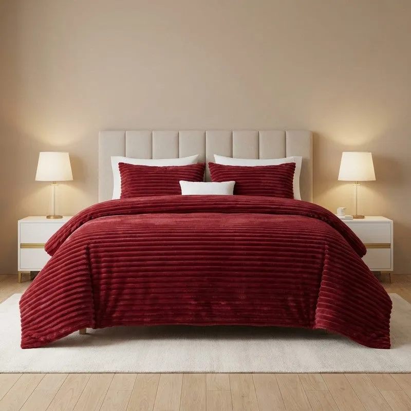 Pure Drape Comfort (Maroon) Bedding Set - Four Piece Set media 1