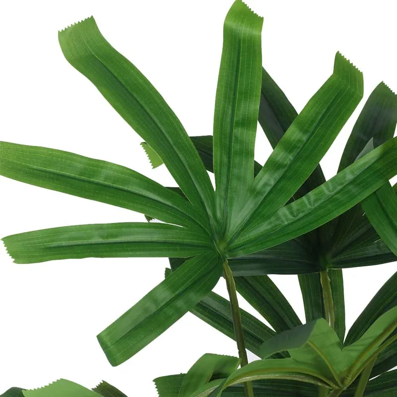 Faux Lush Rhapis Excelsa Plant With Black Plastic Pot - 3.1 Feet media 4