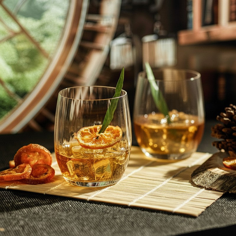 Barrel European Crystal Whiskey Glasses (300 mL Each) - Set Of Two