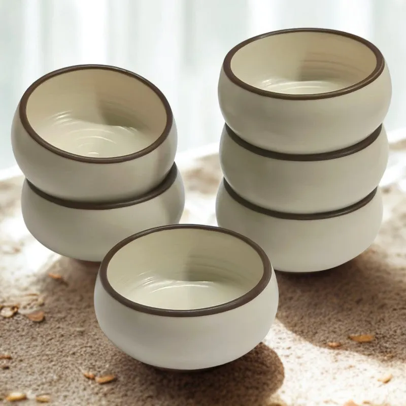 Brownline Handcrafted Ceramic Dip Bowls (Off White,150 mL) - Set Of Six media 3
