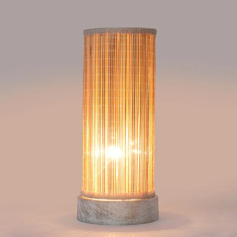Canevia Cylindra Curve Bamboo Table Lamp - Off White media 4