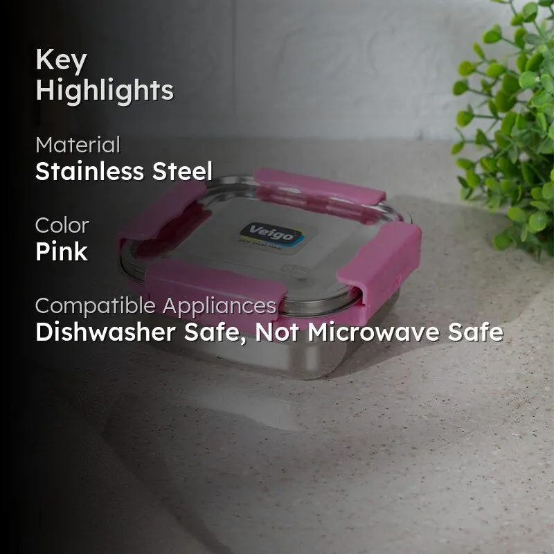 Hotserve Stainless Steel Lunch Box (Pink) - 400 mL media 2