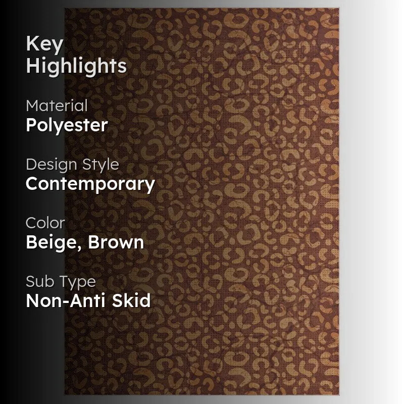 Brown and beige patterned carpet with text overlay highlights