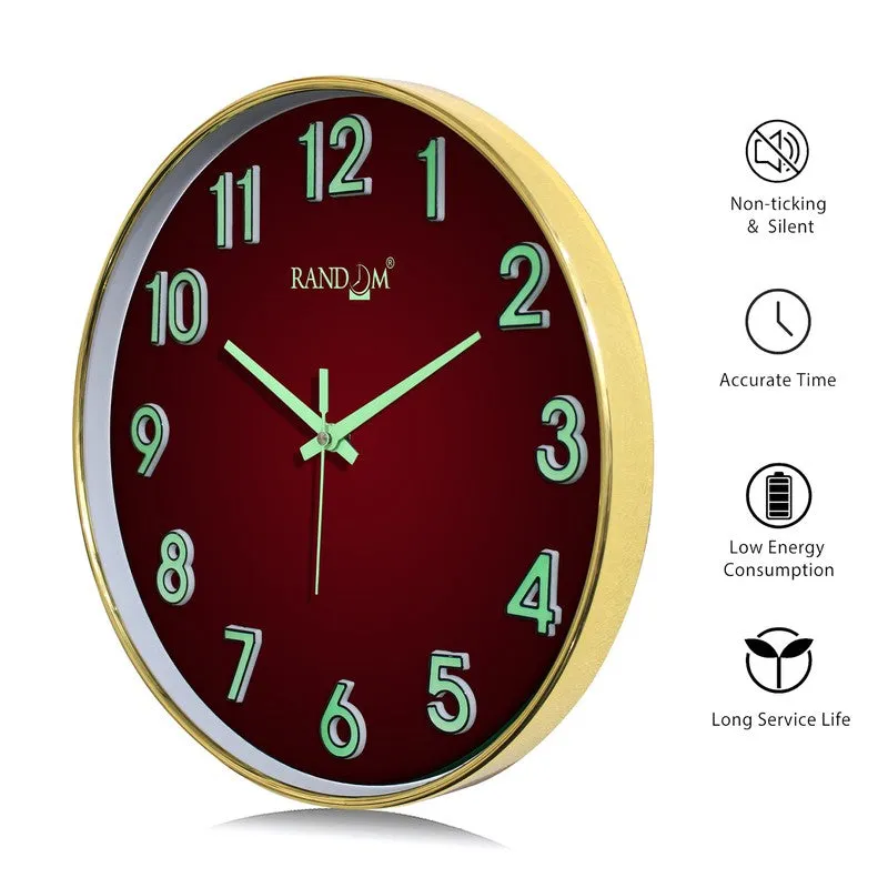Cronel Round Modern Plastic Wall Clock - Maroon media 7