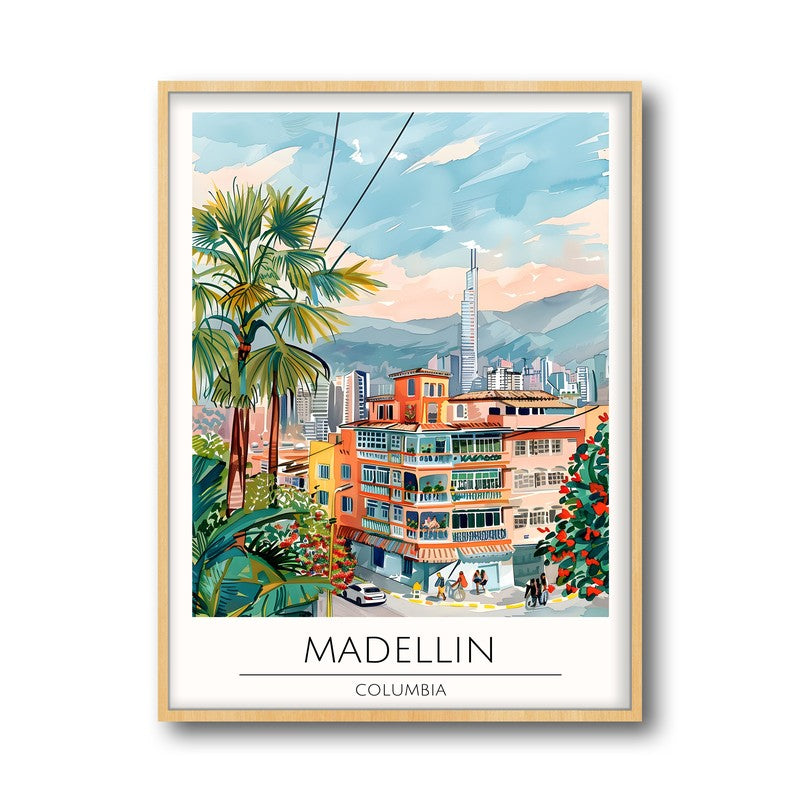 Vintage Madelline Framed Canvas Archival Canvas Wall Painting - Natural Brown Frame media 5