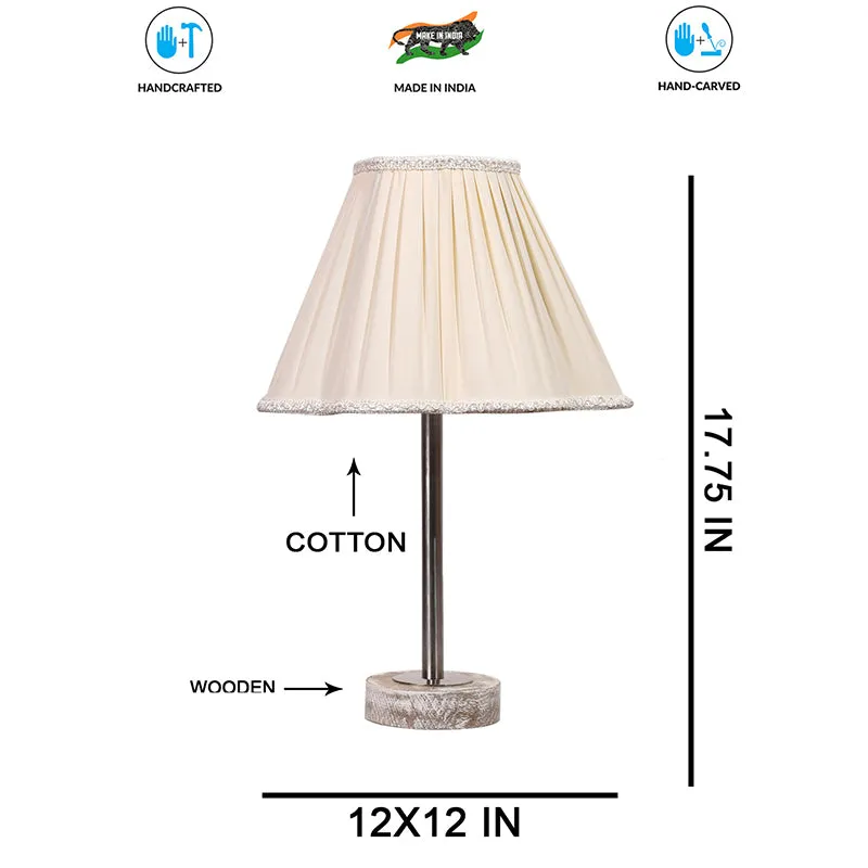 Pleatra Rodin Wooden Table Lamp - White,Silver media 7