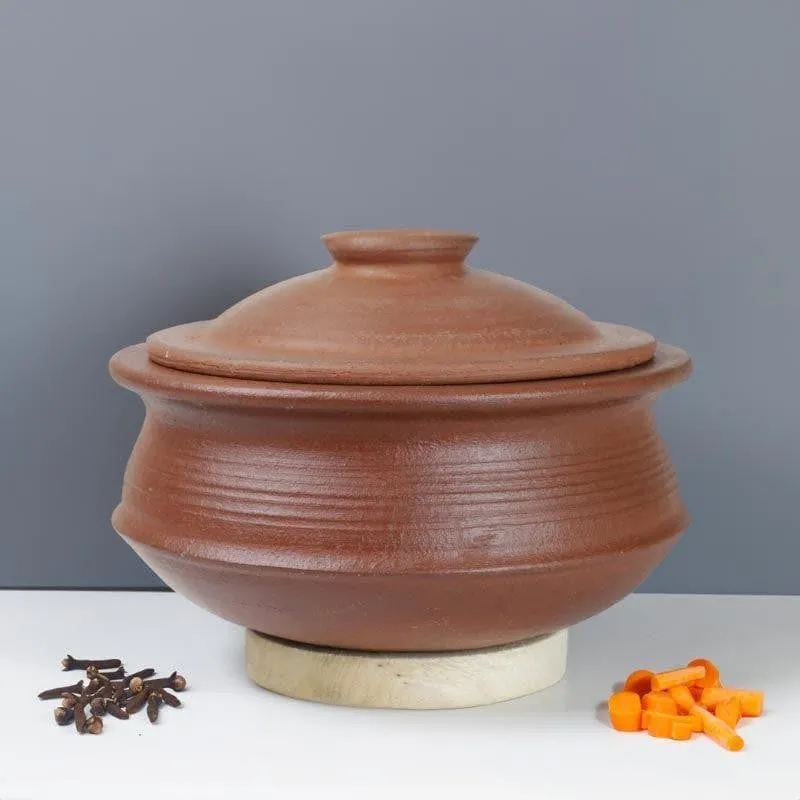 Kalinaw Biriyani Clay Pot With Lid Brown 2000 mL / 10 Inches media 3