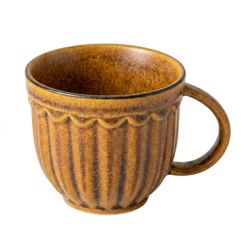 Terra Ceramic Coffee Mug (350 mL Each/Brown) - Set of Two media 5