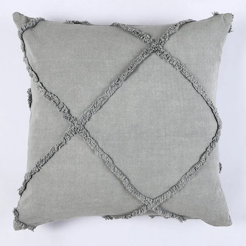 Anuket Tufted Cotton Cushion Cover (Grey) - Set Of Two media 3