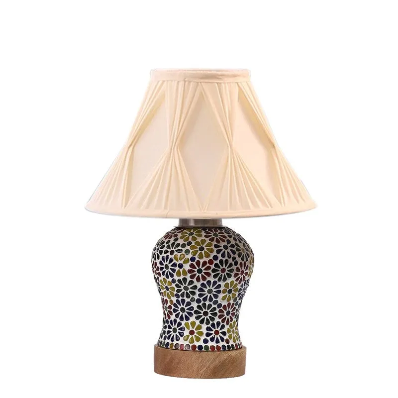 Aurelia Smocked Wooden Table Lamp - Multicolor media 5