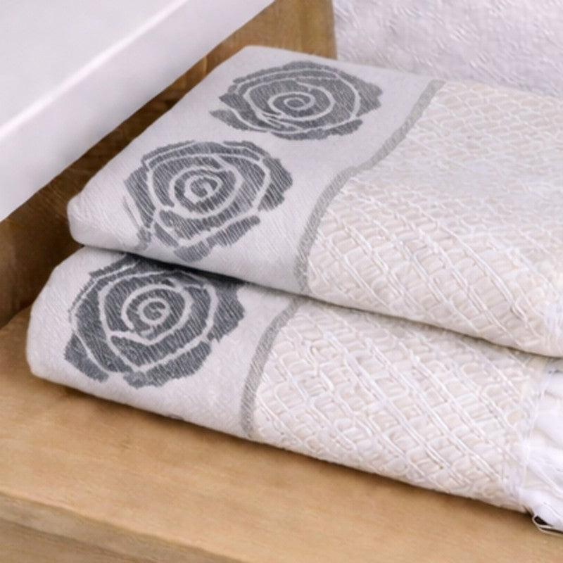 Rosette Cotton Hand Towel (Navy) - Set Of Four media 5