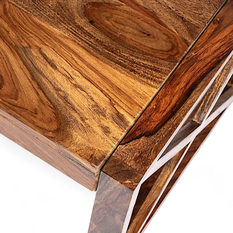 Zavro Sheesham Wooden Center Table - Brown media 7