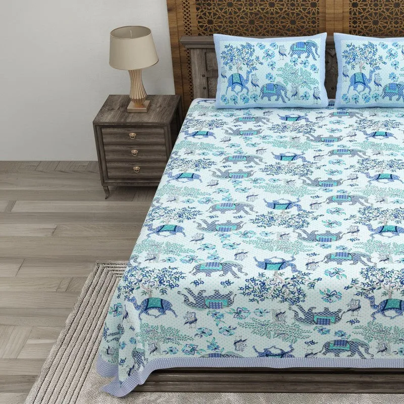 Royalet Cotton Bedsheet (Blue) - 240 TC media 3