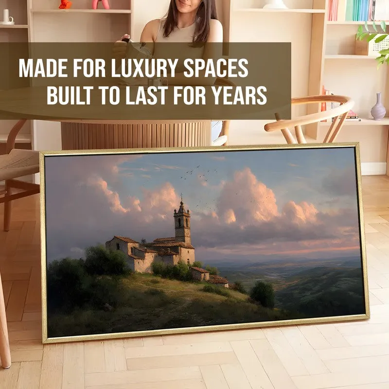 Hilltop Sanctum Canvas Wall Painting With Frame media 5