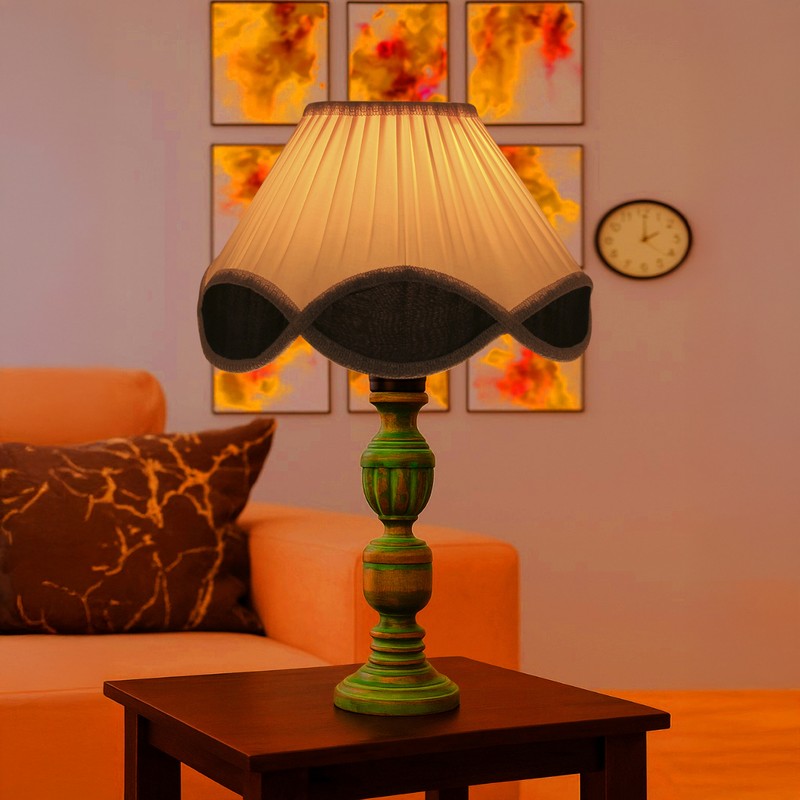 Arvello Zyra Wooden Table Lamp - OffWhite