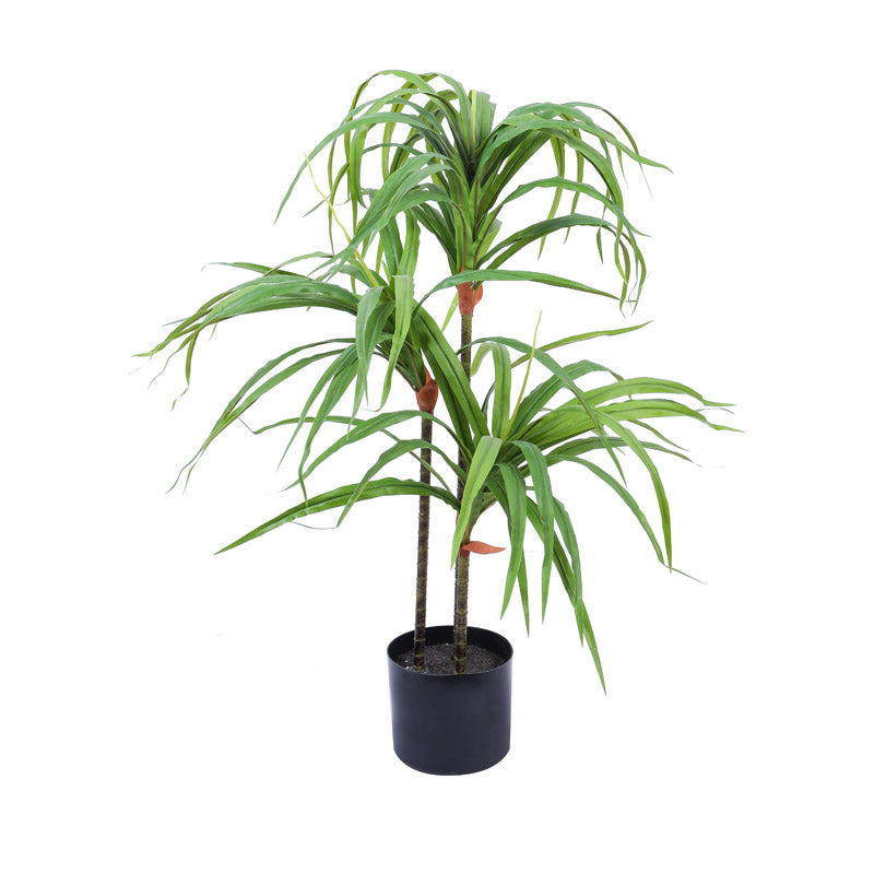 Artificial Realistic Dracaena Plant With Black Plastic Pot - 3 Feet media 5