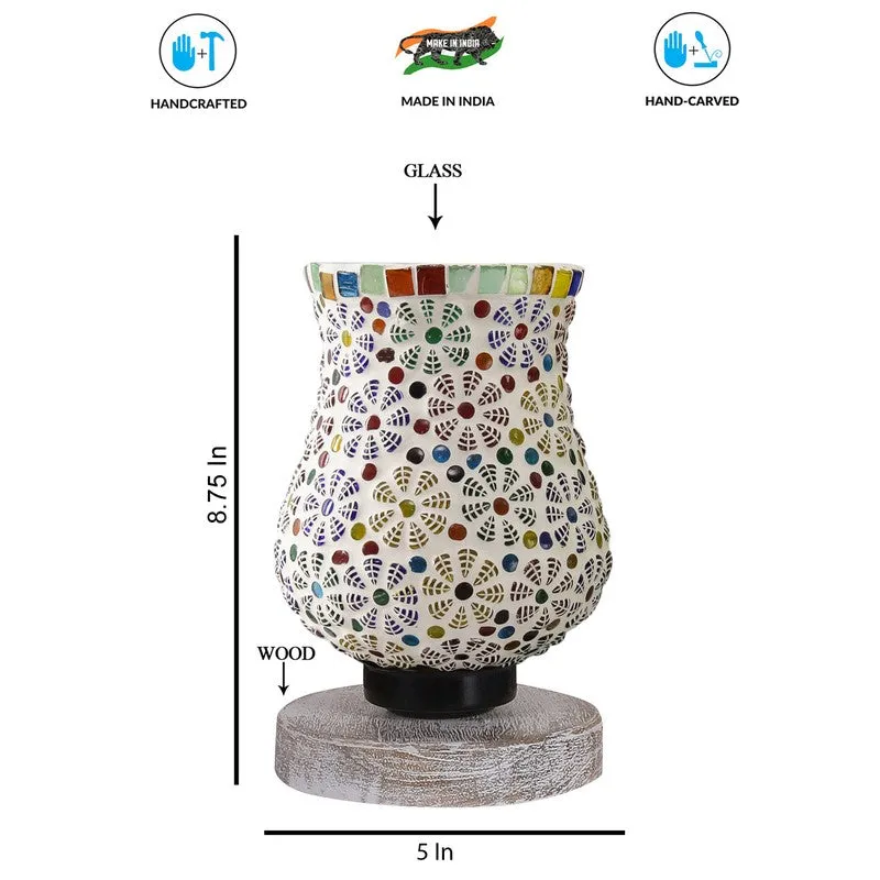 Flairion Mosaic Glass Table Lamp With Wooden Base - Multicolor media 8