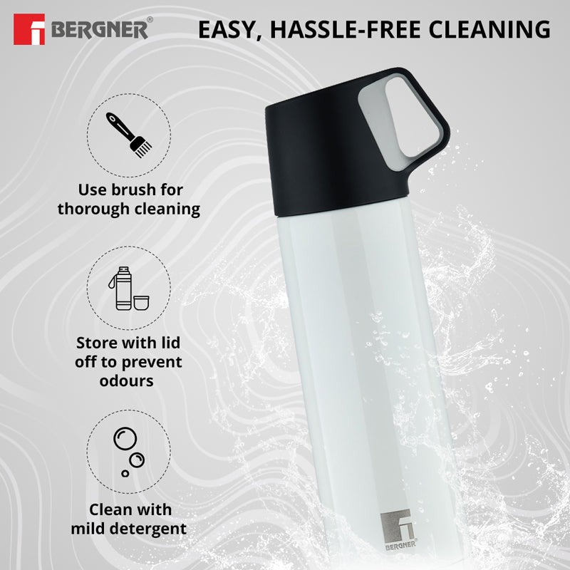 Bergner Walking Thermosteel Hot and Cold Flask (White) - 500 mL media 5