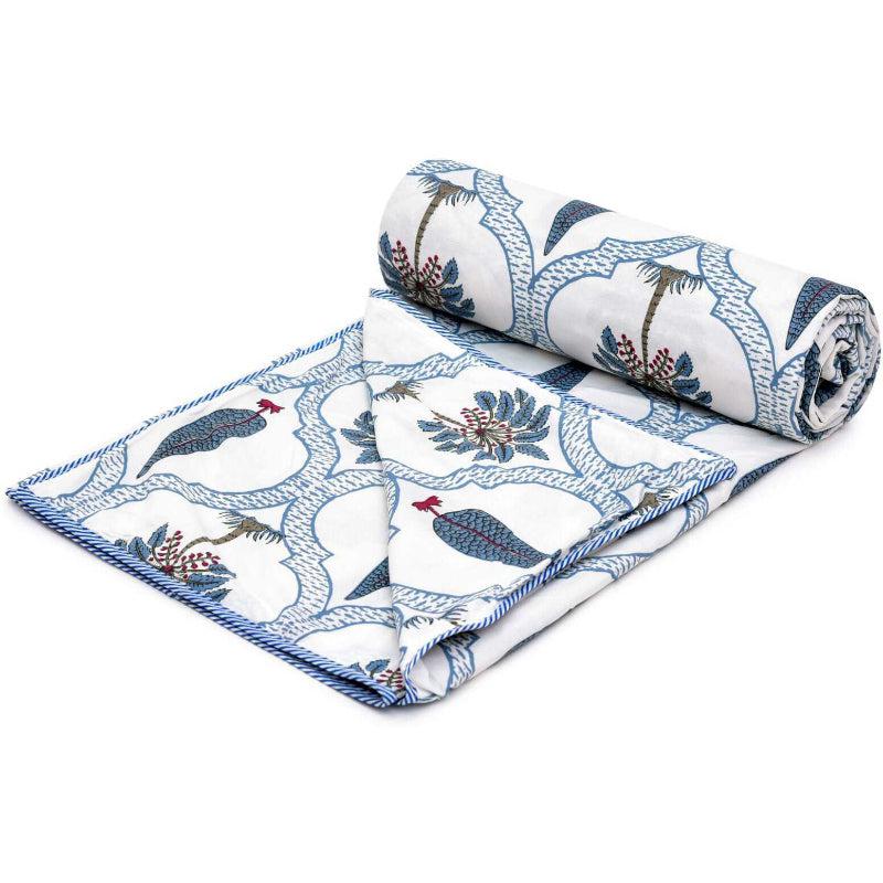 Zenith Ethnic Reversible Cotton Dohar (Blue & White)  - 180 GSM media 3