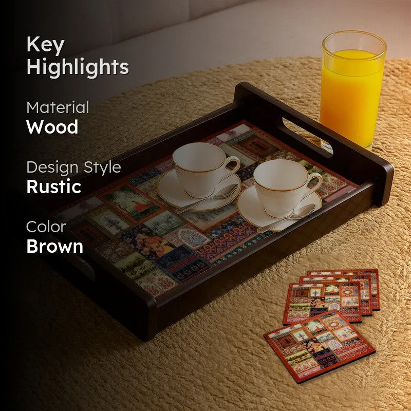 GrainGlow Serving Tray with 4 Coasters - Five Piece Set media 2