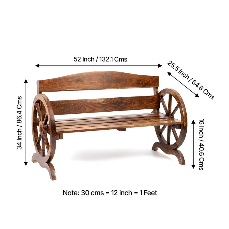Vynex Sheesham Wooden Bench - Brown media 12