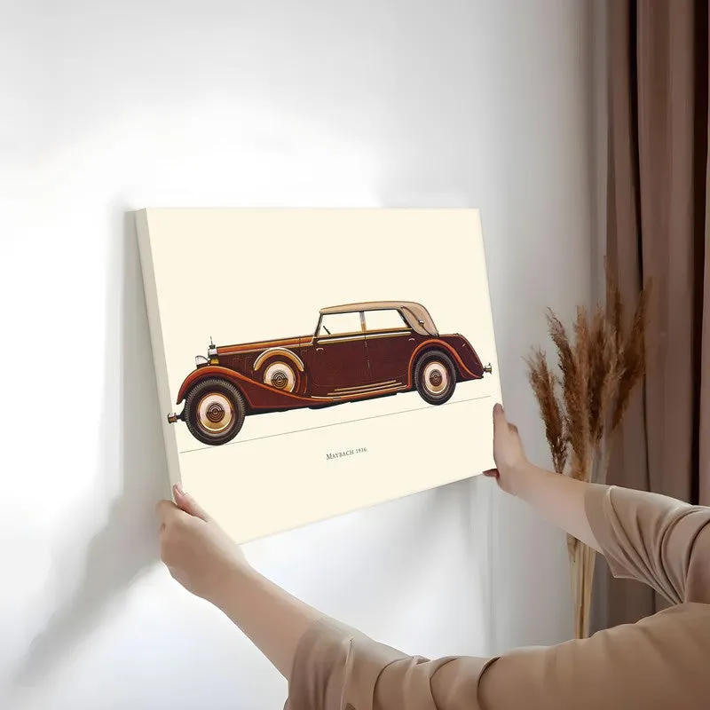 Retro Ride Car Wall Painting - Maroon media 3