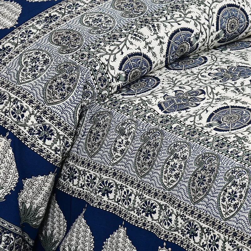 Caedra Ethnic Cotton Bedsheet (Blue) - 180 TC media 3