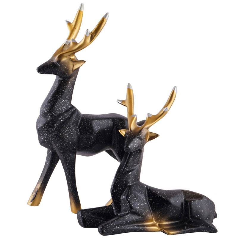 Opulent Stag Painted Polyresin Show Piece (Black) - Set Of Two media 4