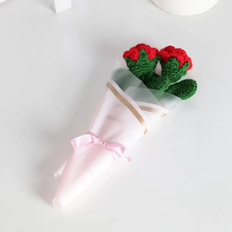 Crochet Handmade Rose Bouquet (Red) - Set Of Two media 3