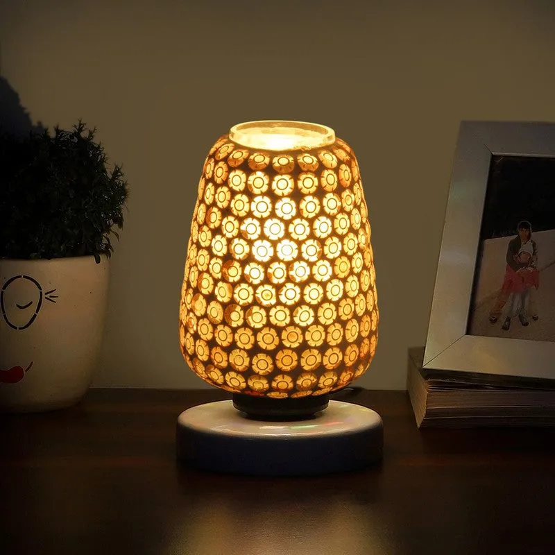 Glisora Glass Table Lamp With Wooden Base - Multicolor media 1
