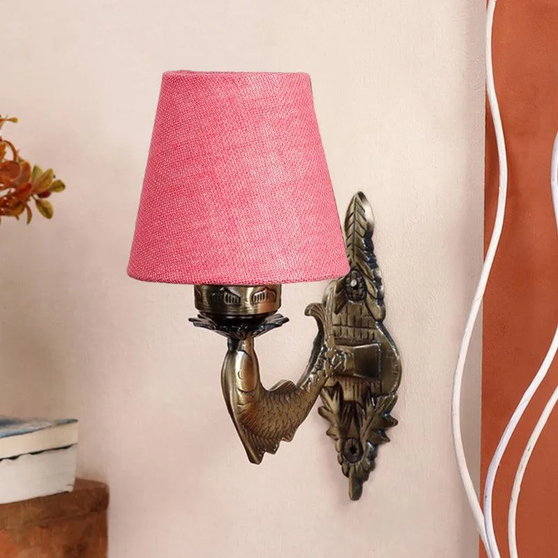 Ziada Stiva Conical Fabric & Metal Wall Lamp - Pink media 3