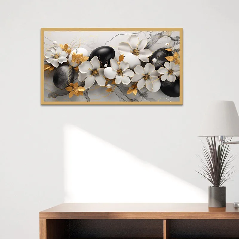Jasmine Floral Wall Painting With Frame media 1