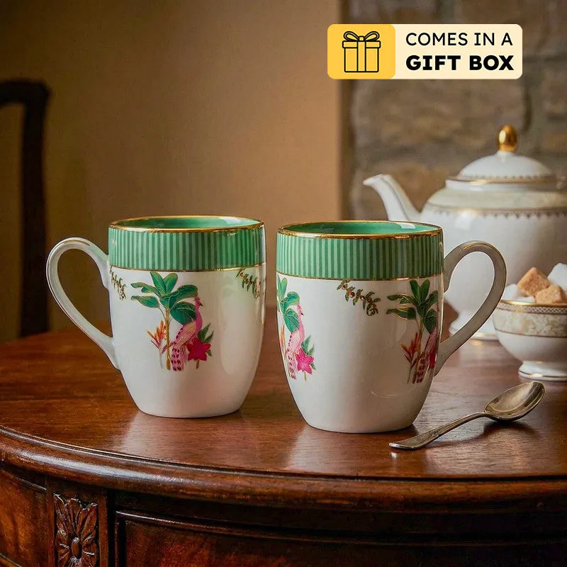 Gilded Mayura Coupe 24k Gold Brushed Porcelain Coffee Mug(280 mL Each) - Set Of Four media 1