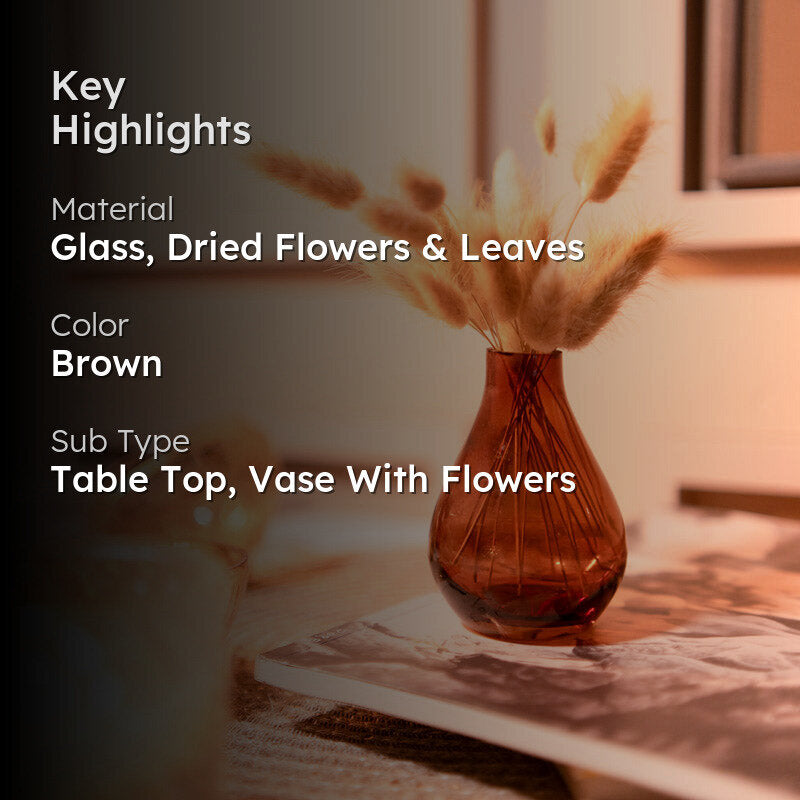 Elegant Glass Vase with Dried Flowers Bunch media 2