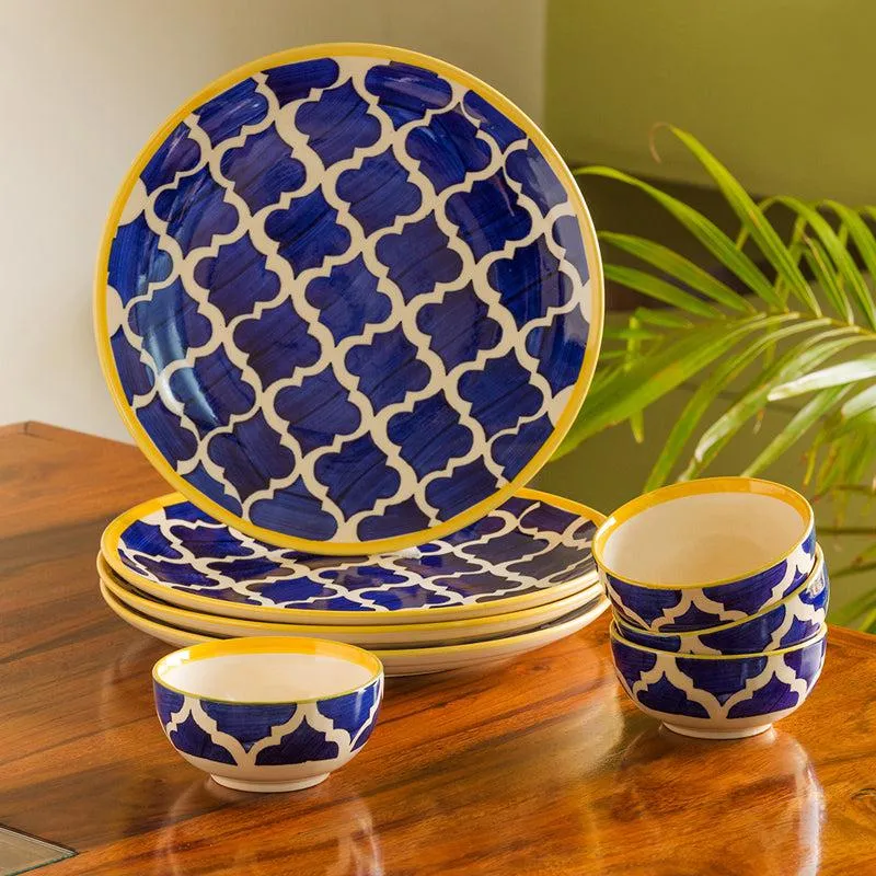 Moroccan Mile Handpainted Ceramic Dinner Set (180 ML) - 8 Piece Set media 3