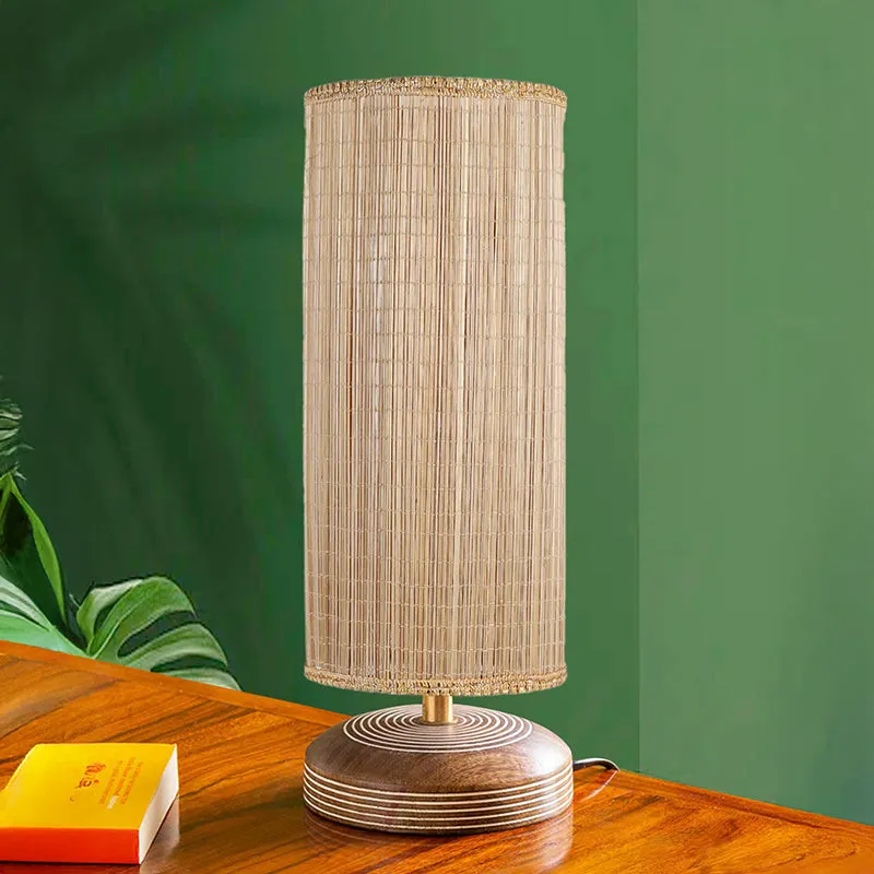 Savera Bamboo Zoom Fabric Table Lamp - Beige,Brown media 3