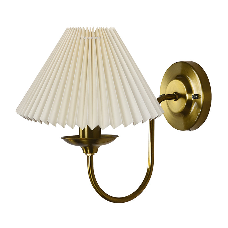 French Pleat  Shade Fabric & Metal Wall Lamp - Gold & Ivory media 3