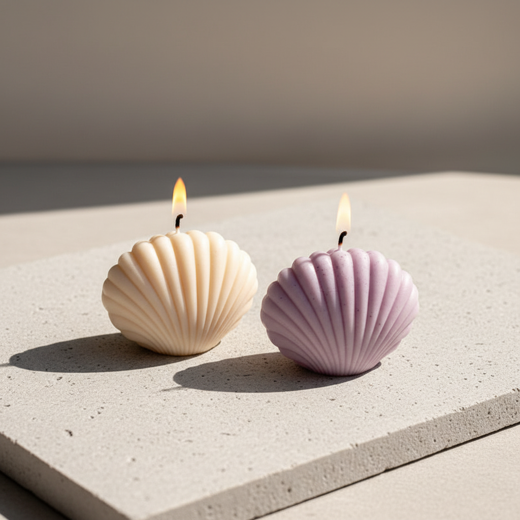 Seashell Lavender Scented Candle - Set Of Two
