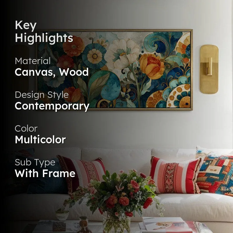 Celestial Florals Canvas Wall Painting With Frame media 2