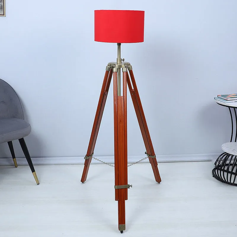 Lucciola Solid Tripod Floor Lamp - Brown & Red media 2