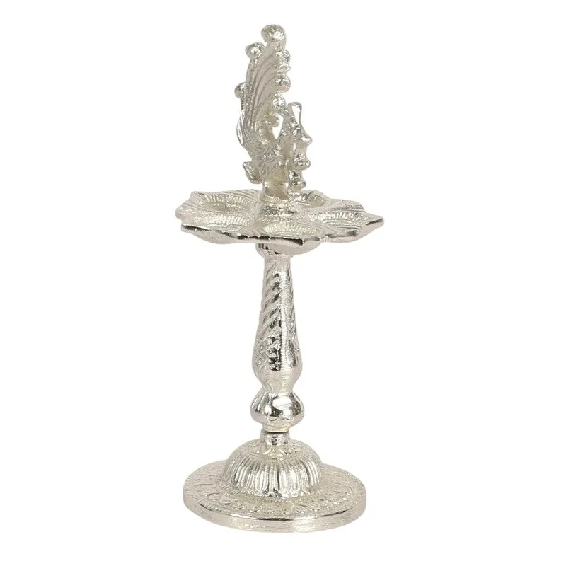 Antique Mayur Diya - Silver media 5