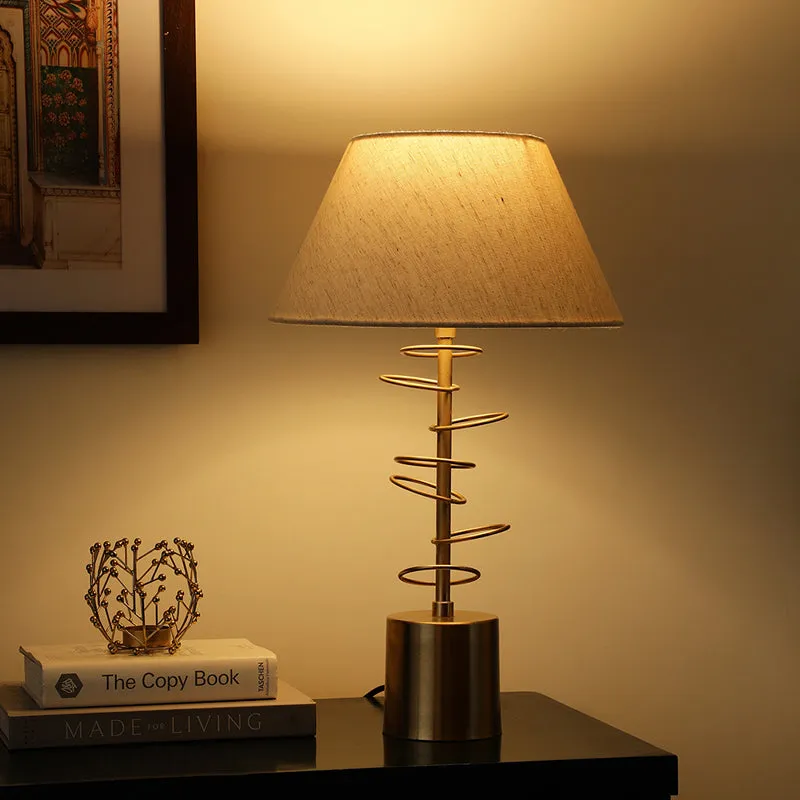 Fiana Cascading Rings Iron Table Lamp - White,Gold media 1
