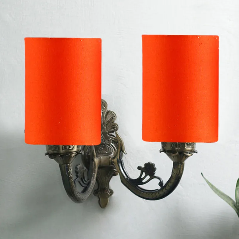 Vintage Cylindrical Duo Fabric & Metal Wall Lamp - Orange media 2
