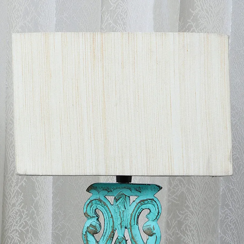 Urbane Sigil Mango Wood Table Lamp - Beige,Blue media 3