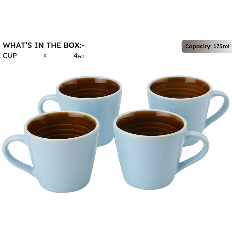 Karvaa Ceramic Tea Cup (175 mL Each)/Arctic Blue)- Set of Four media 4