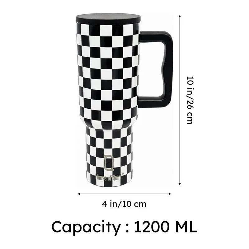Chic Check Stainless Steel Tumbler (1200 ML) - Black media 8