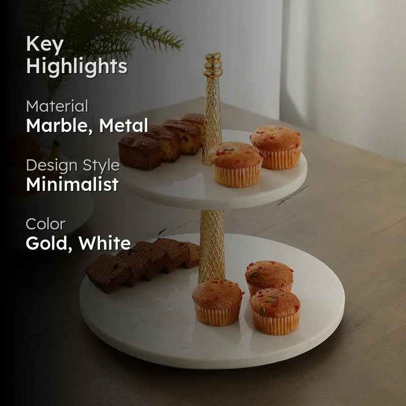 Malach Two Tiered Marble Platter - Gold media 2